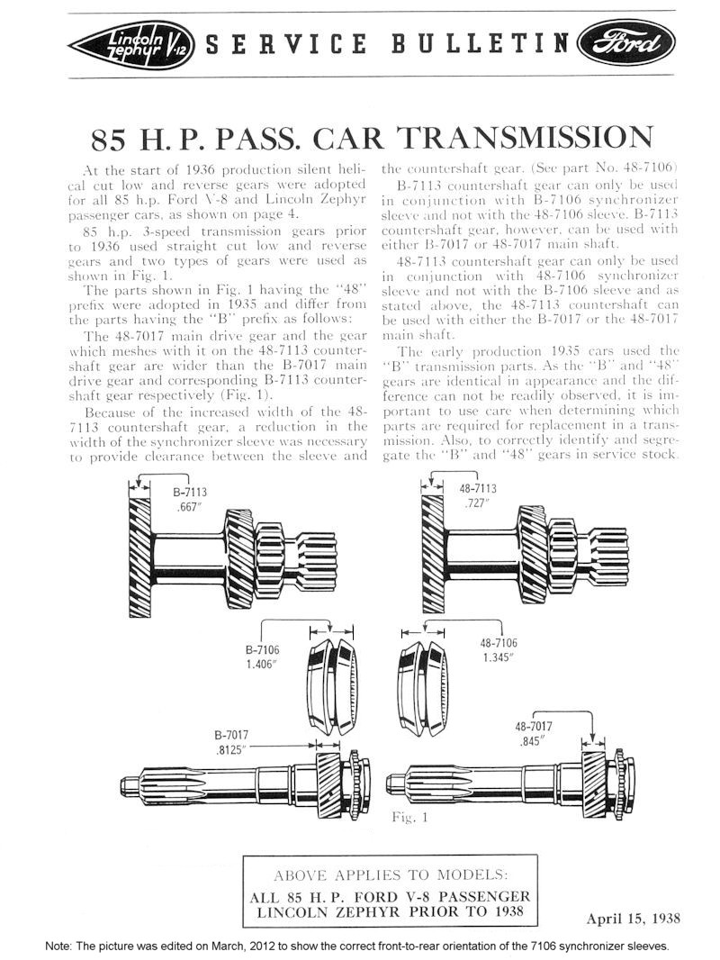 1932'-39 Ford Transmission synchronizer 6 ball spring set synchro flathead