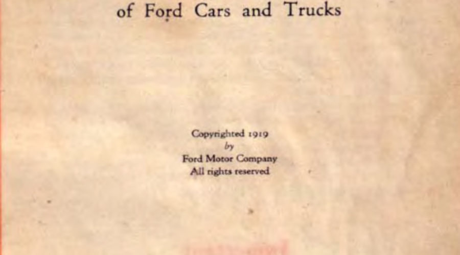 PM – 1919 Ford Model T Manual