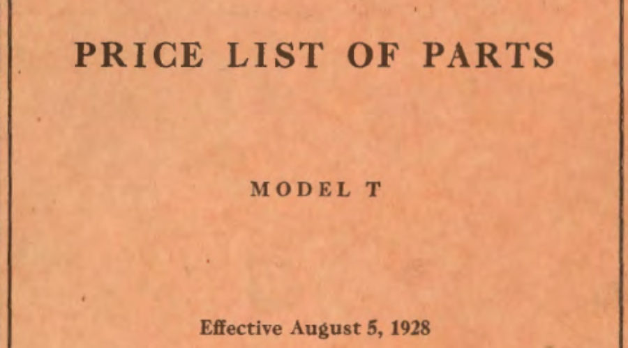 PM – 1928 FORD Model T Price List