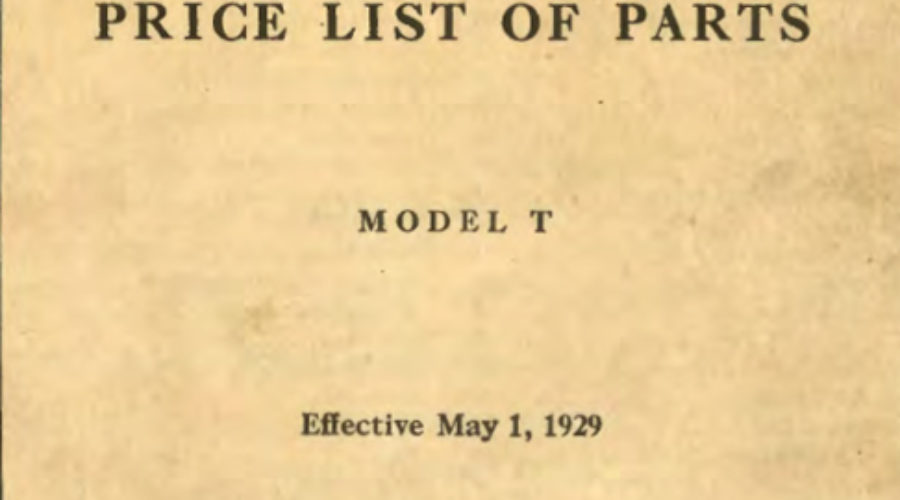 PM – 1929 FORD Model T Price List