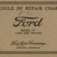 PM – 1930 FORD Schedule Of Repairs