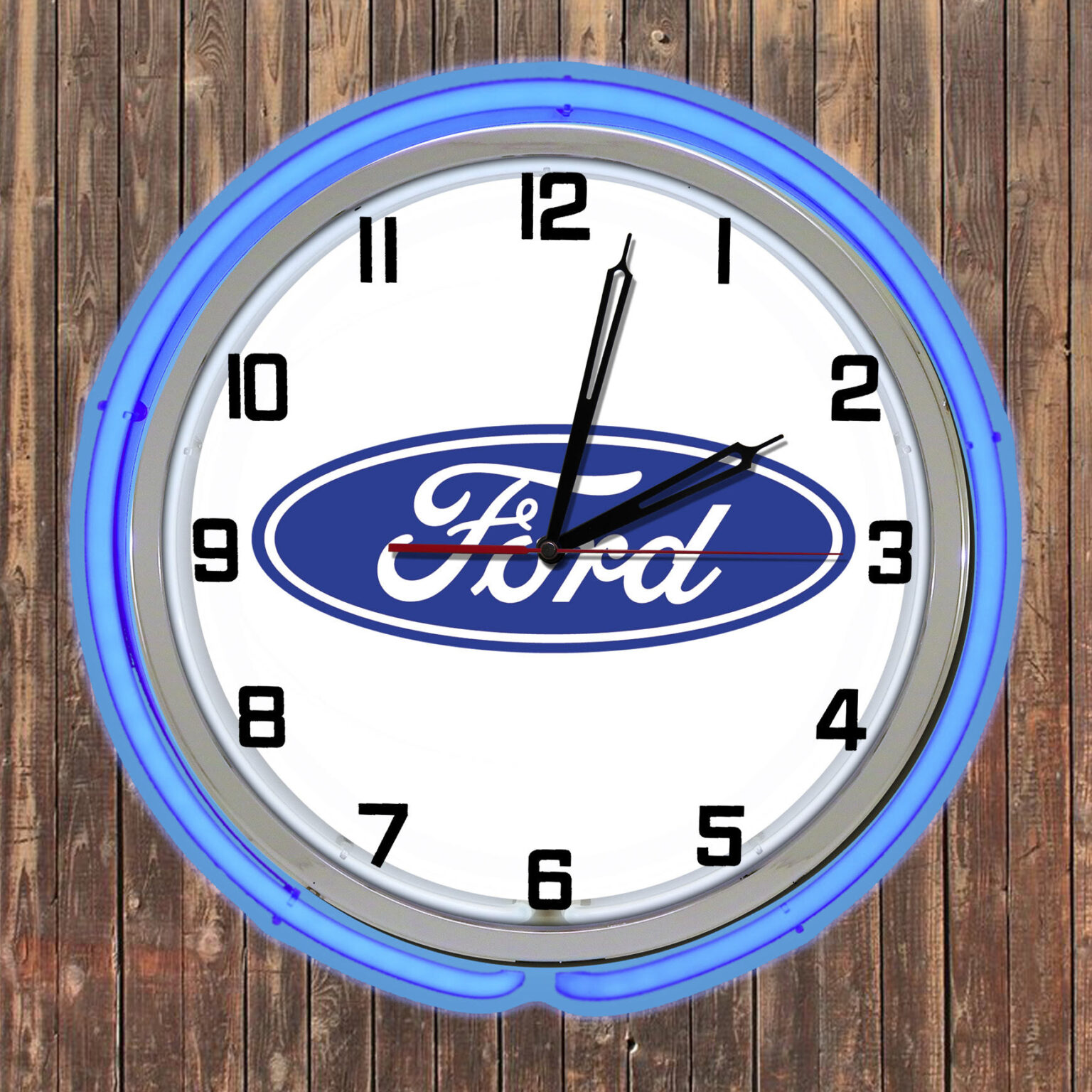 Blue Ford - Double Neon Clock - The Flat-Spot