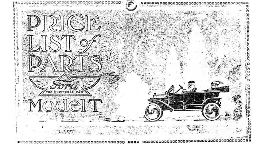 1913 PRICE OF PARTS MODEL T FORD