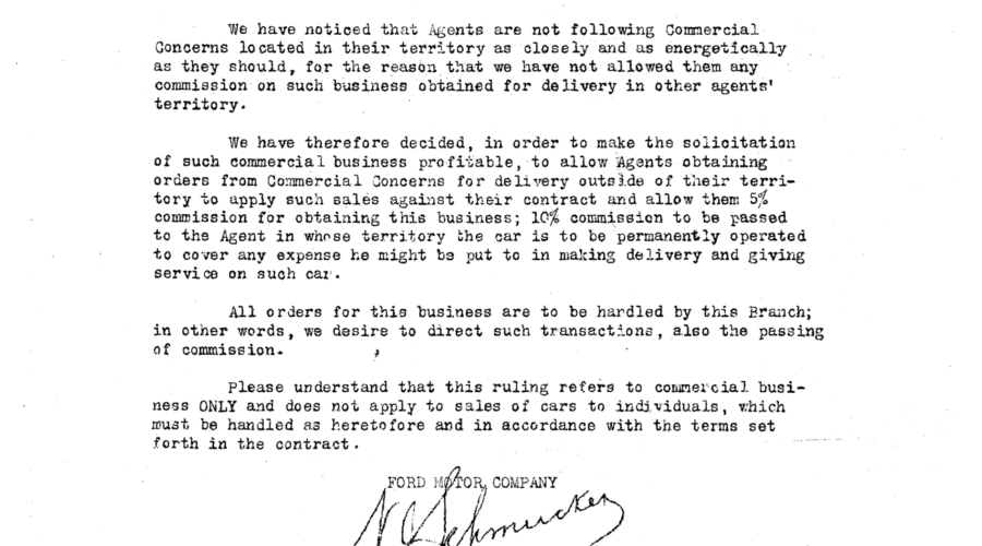 1917 Ford Agents General Letter