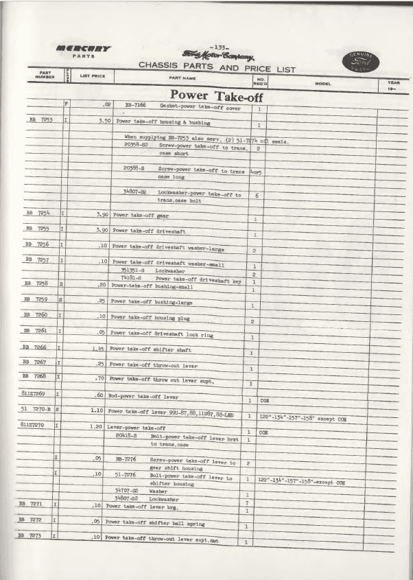 1938-41 Ford, Lincoln & Mercury Chassis Parts List - Image 2